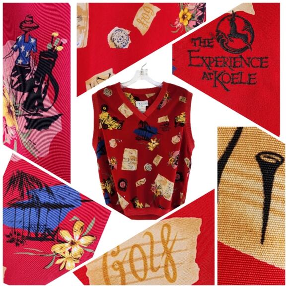Marcia Womens Red Windcutter Golf Vest XS The Experience Koele Hawaii Vintage - Picture 2 of 11